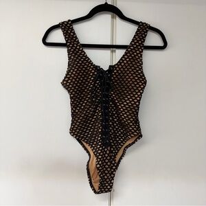 Jypsea Local Lace-Up Black and Tan One-Piece